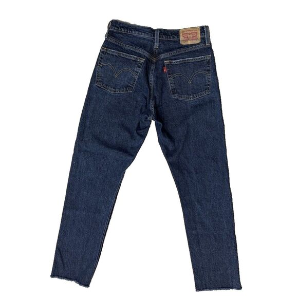 Levi's 501 S Jeans 27X26 Skinny Dark Wash Blue Distressed Denim 5 Pocket Casual - Picture 5 of 7